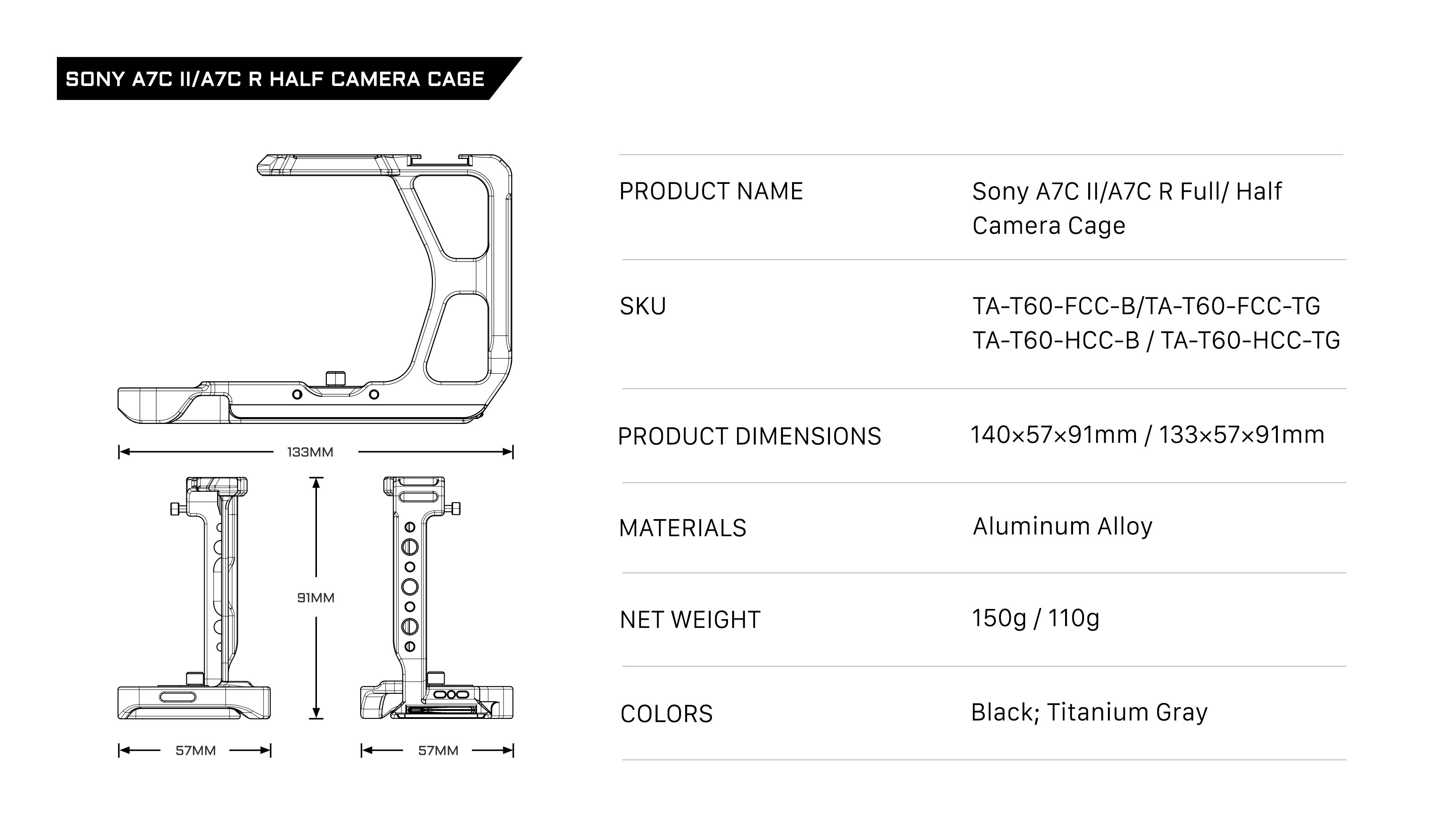 Nửa khung máy ảnh cho Sony a7C II / a7C R