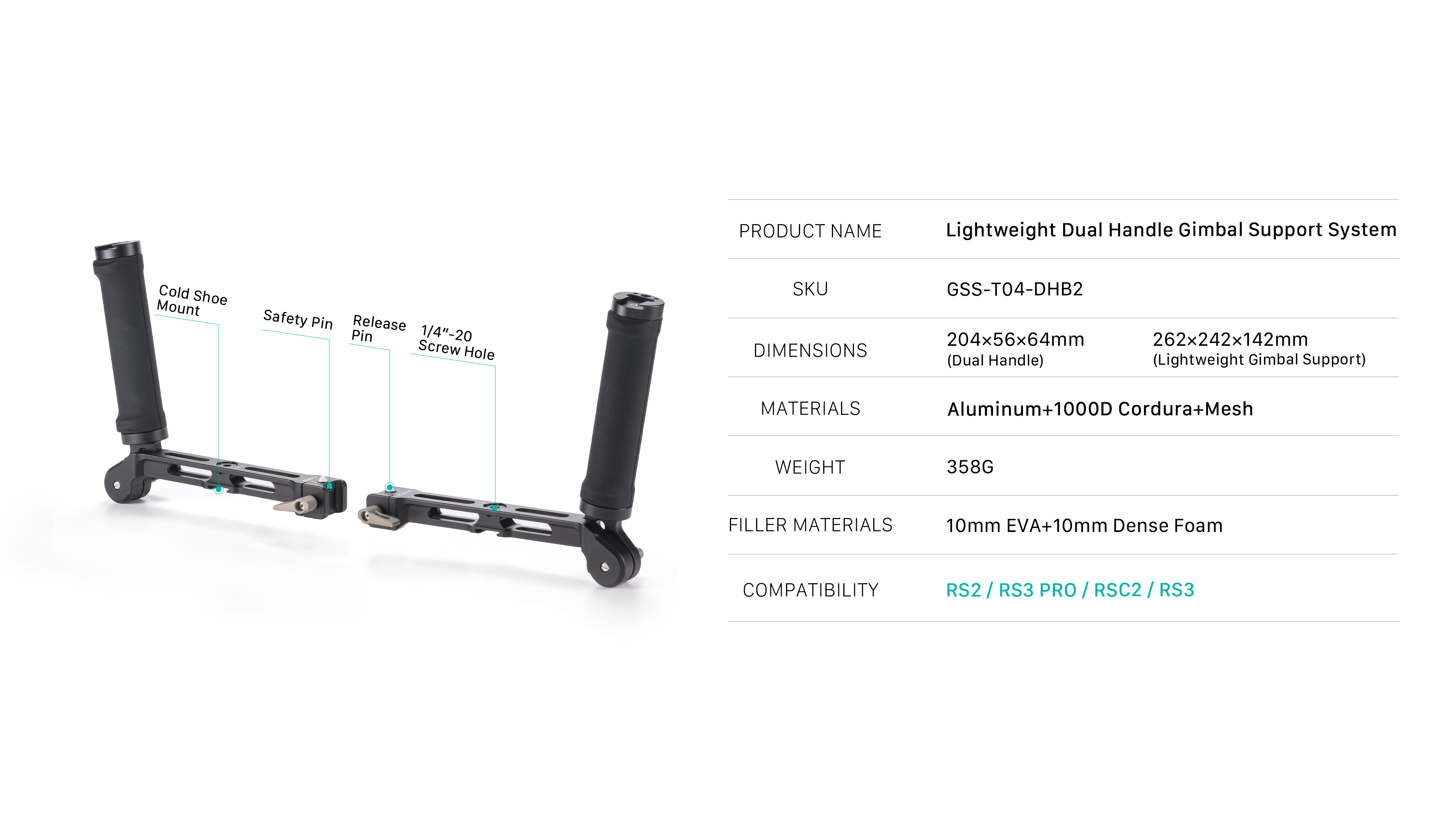 Hệ thống hỗ trợ Gimbal tay cầm kép nhẹ